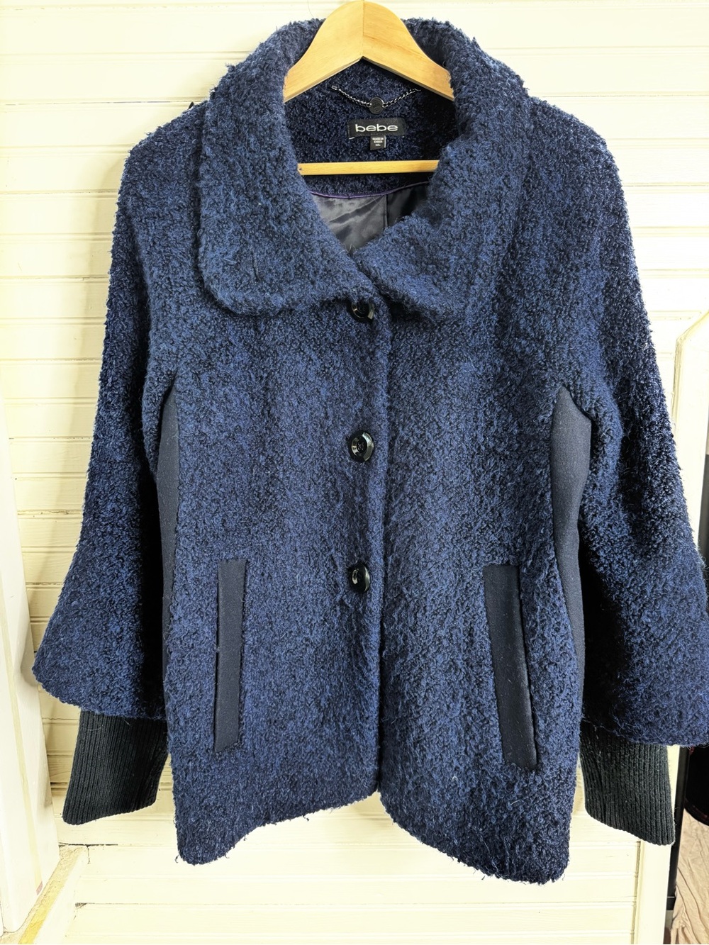 Bebe Women's Blue Wool-Blend Coat